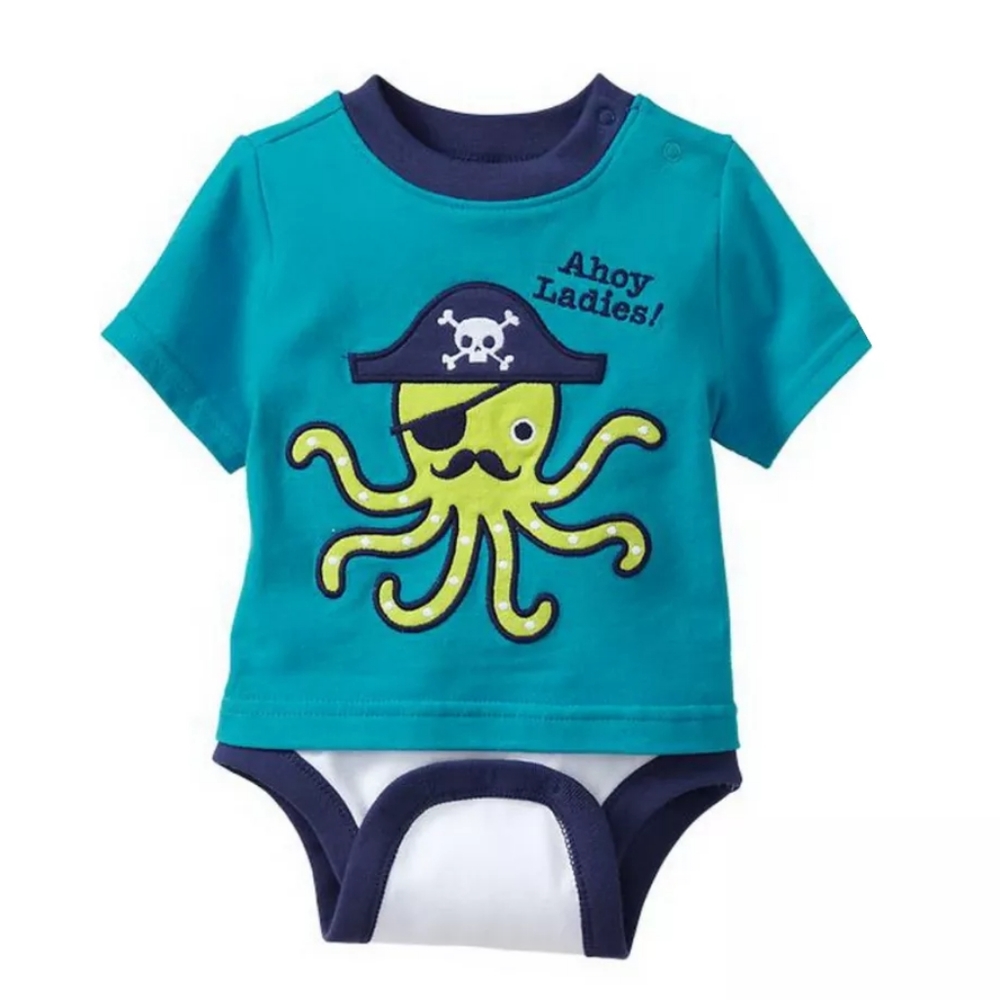 Old Navy Baby Boy Bodysuit Octopus Print Pirate Print T-Shirt